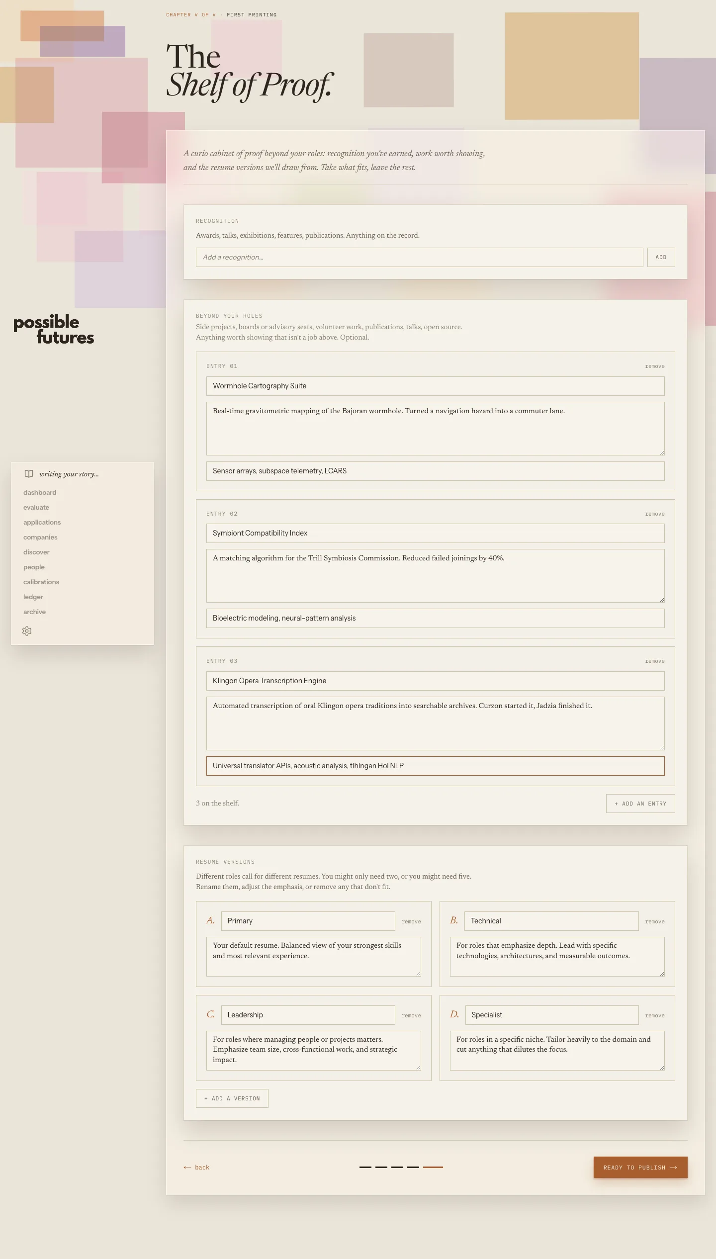 Resume versions